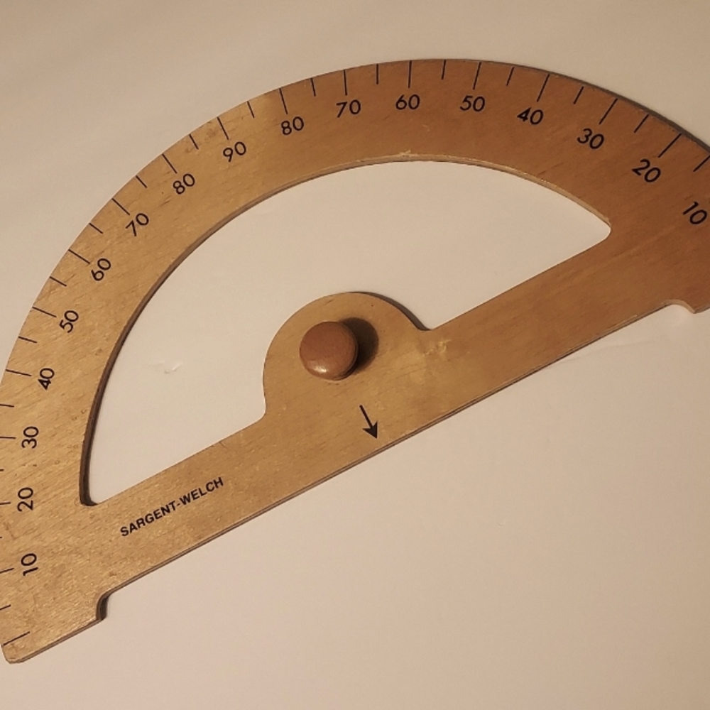 Vintage Lg School Wood Protractor  Oversized teaching tool/DECOR  FINAL